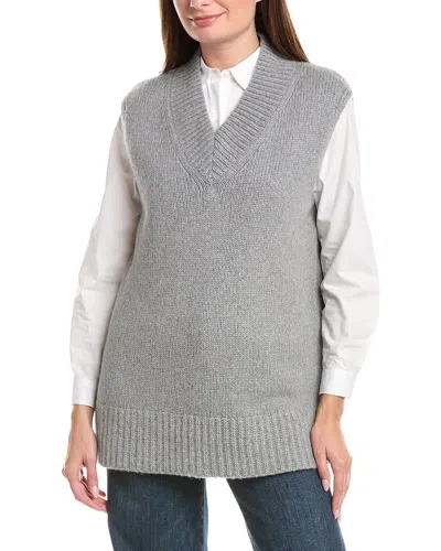 Lafayette 148 New York Chunky Wide Cashmere & Wool-blend Sweater In Grey