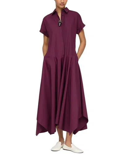 Lafayette 148 New York Collared Drop Waist Dress In Burgundy