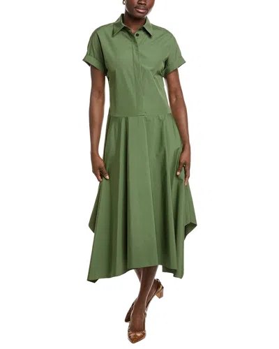 Lafayette 148 New York Collared Drop Waist Dress In Green