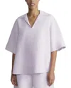 Lafayette 148 New York Collared Popover Linen & Silk-blend Blouse