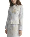 Lafayette 148 New York Collared Welt Pocket Linen-blend Jacket In Gray