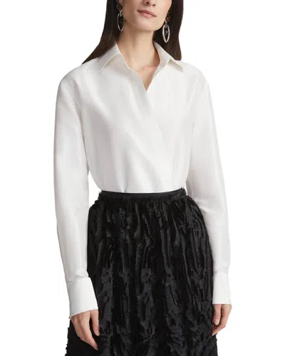 Lafayette 148 New York Hidden Button Front Slim Blouse In White