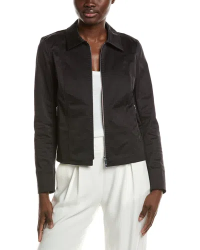 Lafayette 148 New York Collared Zip Pocket Jacket In Black