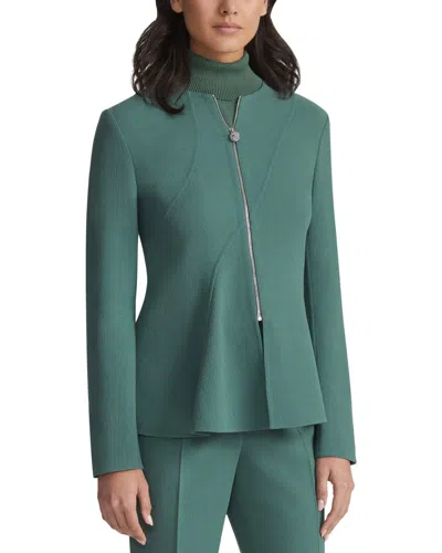 Lafayette 148 New York Collarless Flounced Hem Jacket In Green
