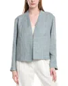 Lafayette 148 New York Collarless Linen-blend Jacket In Gray