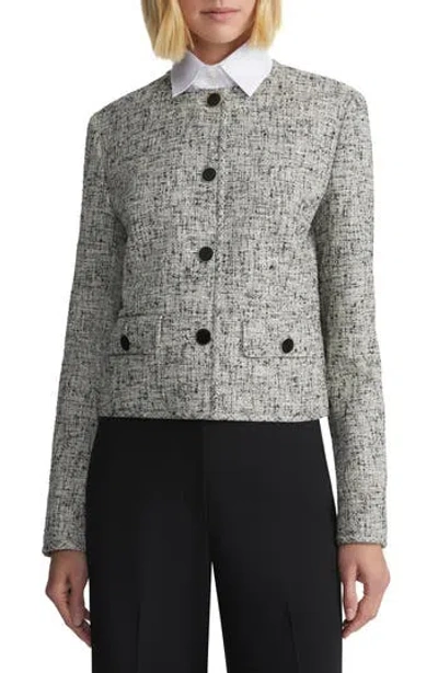 Lafayette 148 New York Collarless Linen Blend Tweed Jacket In Multi