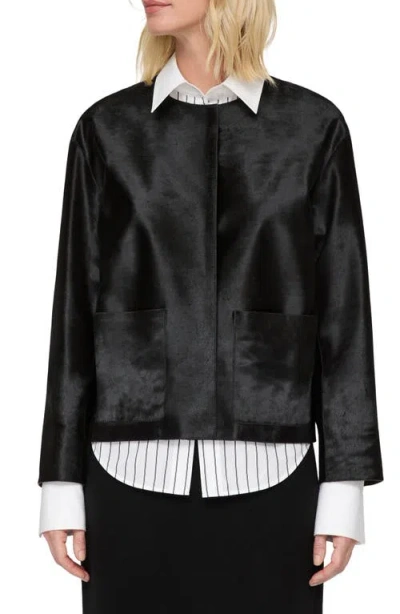 LAFAYETTE 148 LAFAYETTE 148 NEW YORK COLLARLESS PATCH POCKET GENUINE CALF HAIR JACKET