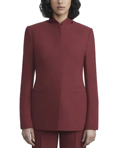 Lafayette 148 New York Collarless Wool Blazer In Burgundy