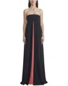 Lafayette 148 New York Color Block Strapless Silk-blend Gown