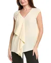 Lafayette 148 New York Convertible Asymmetrical Silk Blouse In Tan