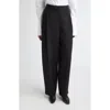Lafayette 148 New York Cooper Pleated Finesse Crepe Barrel Leg Pants In Black