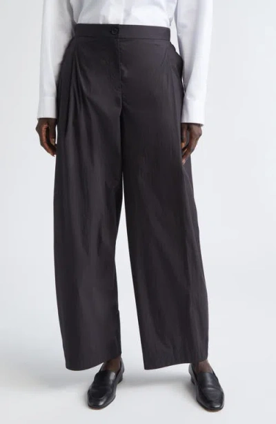 Lafayette 148 New York Cooper Pleated High Waist Barrel Leg Pants In Brown