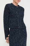 Lafayette 148 New York Cosmos Crochet Trim Bouclé Tweed Jacket In Blue