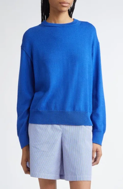 Lafayette 148 New York Cotton & Silk Crewneck Sweater In Ultramarine