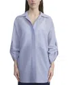 Lafayette 148 New York Covered Placket Crop Sleeve Silk-blend Blouse