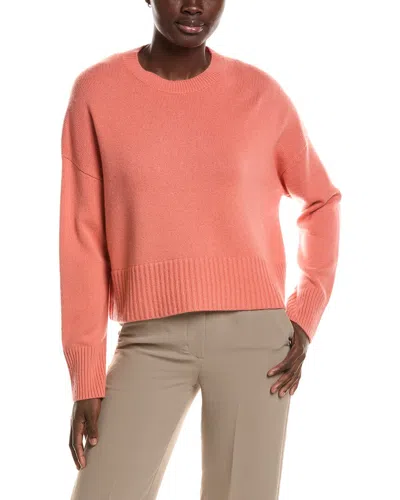 Lafayette 148 New York Crewneck Cropped 100% Cashmere Sweater In Pink