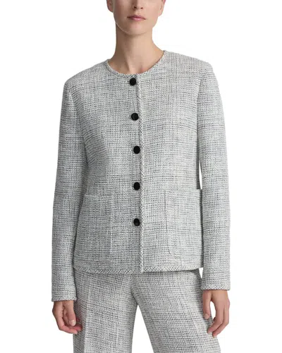 Lafayette 148 New York Plus Patch Pocket Silk-blend Jacket In Gray