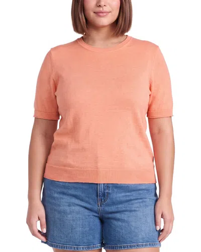 Lafayette 148 New York Crewneck Short Sleeve 100% Cashmere Sweater In Pink