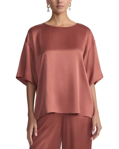 Lafayette 148 New York Crewneck Short Sleeve Top In Orange