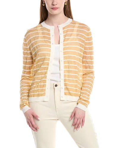 Lafayette 148 New York Crinkled Cardigan In Gold