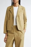 Lafayette 148 Organic Cotton Poplin Cropped Boyfriend Blazer In Loden Green