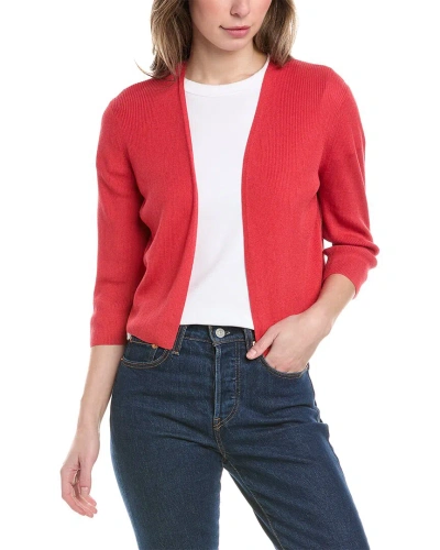 Lafayette 148 New York Cropped Open Front Silk-blend Cardigan In Red