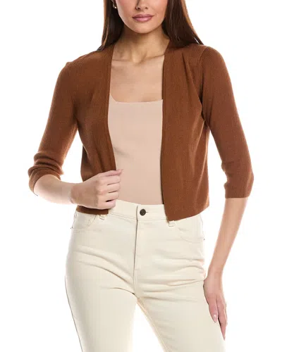 Lafayette 148 New York Cropped Silk-blend Cardigan In Brown