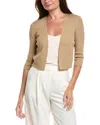 Lafayette 148 New York Cropped Silk-blend Cardigan In Nude