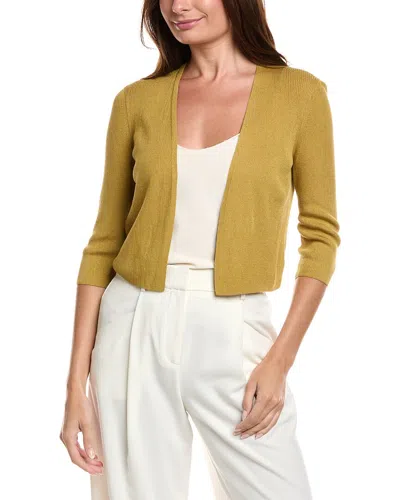 Lafayette 148 New York Cropped Silk-blend Cardigan In Yellow