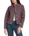 Lafayette 148 New York Cropped Wool-blend Jacket In Burgundy
