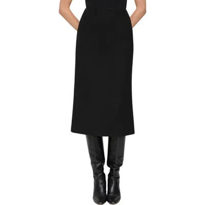 Lafayette 148 New York Crystal Embellished Wool & Silk Pencil Skirt In Black