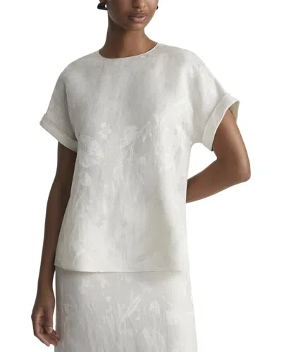 Lafayette 148 New York Cuffed Linen-blend Blouse In Gray