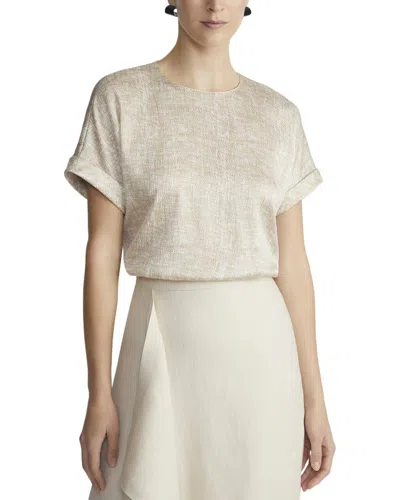 Lafayette 148 New York Cuffed Short Sleeve Silk-blend Blouse