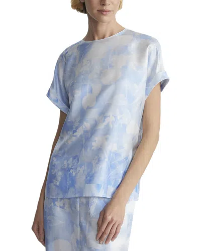 Lafayette 148 New York Cuffed Short Sleeve Silk Blouse