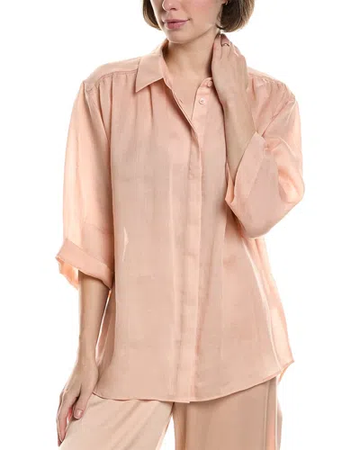 Lafayette 148 New York Cuffed Sleeve Drop Shoulder Blouse In Pink