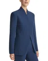 Lafayette 148 Wool-silk Crepe Three-button Academy Blazer In Black