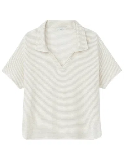 Lafayette 148 New York Curved Hem Polo Top In White