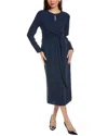 Lafayette 148 New York Cutout Belted Dress In Blue