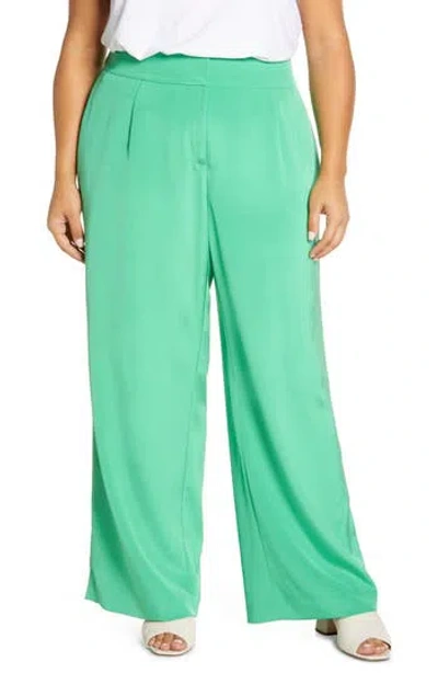 Lafayette 148 New York Dalton Stretch Silk Wide Leg Pants In Green