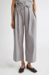 Lafayette 148 New York Dean Tie Waist Ankle Wide Leg Pants In Gray