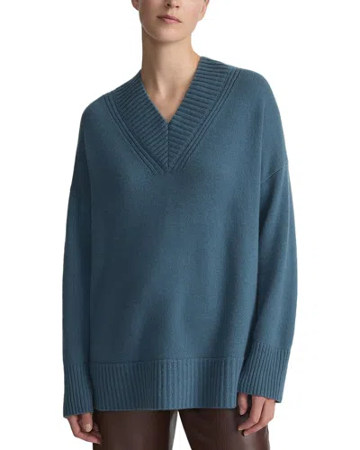 Lafayette 148 New York Deep V-neck Sweater In Blue