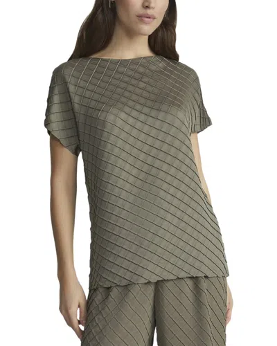 Lafayette 148 New York Diamond Plisse Cap Sleeve Blouse