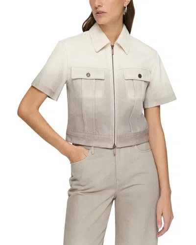 Lafayette 148 New York Dip Dye Zip Front Top In Brown