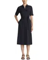 Lafayette 148 Belted Organic Cotton Poplin Faux Wrap Shirtdress In Black