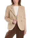 Lafayette 148 Double Breasted Silk & Linen-blend Blazer
