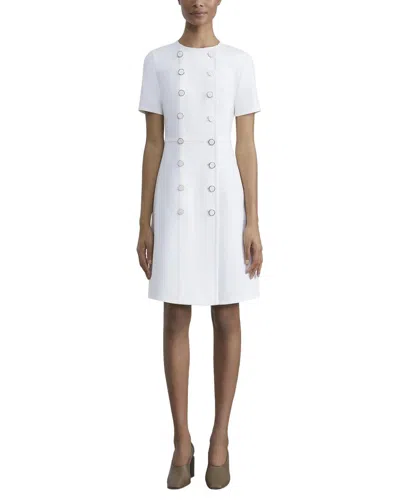 Lafayette 148 New York Double Breasted Wool & Silk-blend Mini Dress In White