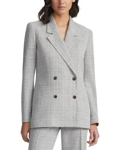Lafayette 148 New York Double Breasted Wool-blend Blazer In Gray