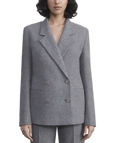 Lafayette 148 New York Double Breasted Wool-blend Blazer In Gray