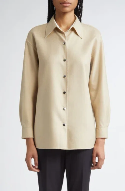 Lafayette 148 New York Double Face Wool & Silk Reversible Button-up Shirt
