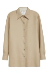 Lafayette 148 New York Double Face Wool & Silk Reversible Button-up Shirt In Beechnut/cloud